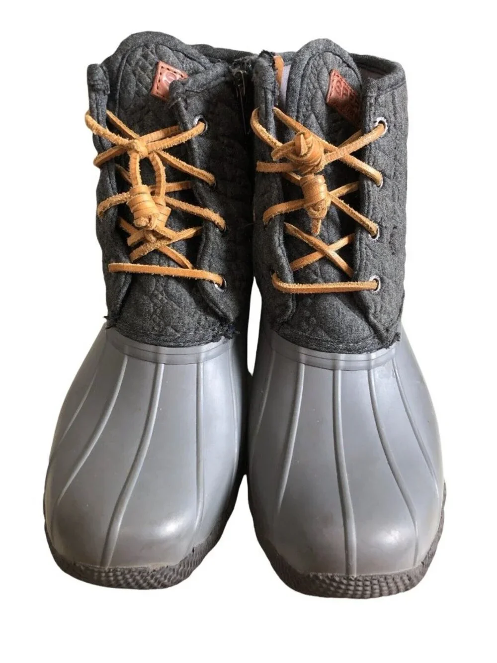 Sperry Duck Boots STS97186 Gray Charcoal Saltwater Rope Womens 6M Quilted Ankle